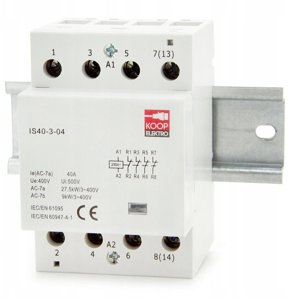 KOOP Elektro Stycznik modułowy 40-04 40A 4NC 230V 3P 3-FAZ IS40-3-04