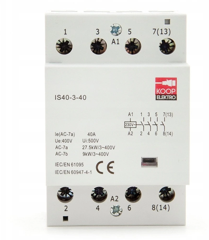 KOOP Elektro Stycznik modułowy 40-40 40A 4NO 230V 3P 3-FAZ IS40-3-40