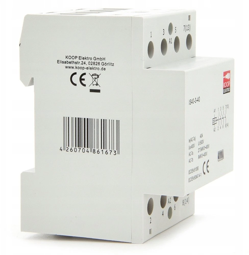 KOOP Elektro Stycznik modułowy 40-40 40A 4NO 230V 3P 3-FAZ IS40-3-40
