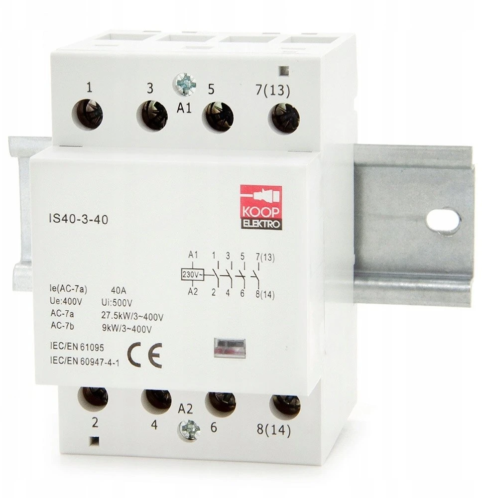 KOOP Elektro Stycznik modułowy 40-40 40A 4NO 230V 3P 3-FAZ IS40-3-40