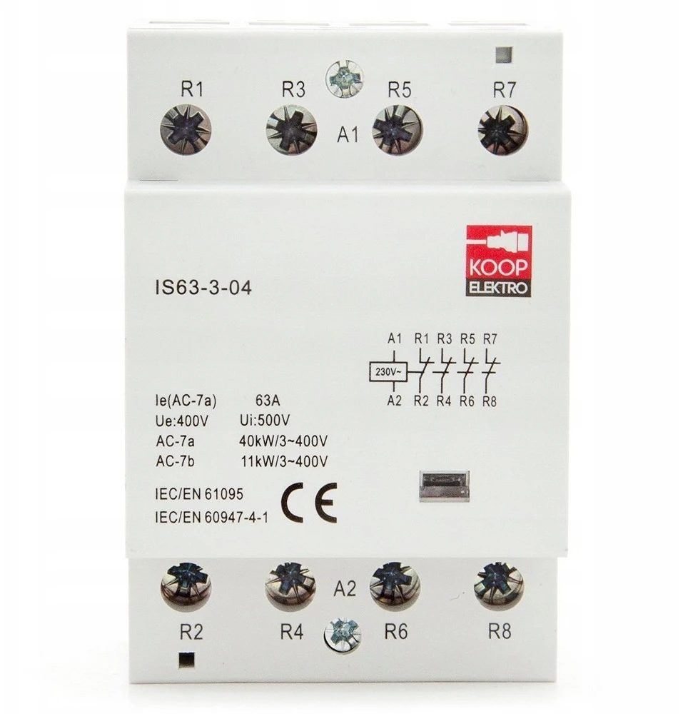 KOOP Elektro Modulinis kontaktoriai 63-04 63A 4NC 230V 3P 3 fazių IS63-3-04