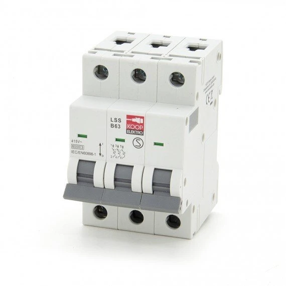 LSS B63 3P Grandinės pertraukiklis 3P B 63A 6kA AC, KOOP Elektro B63A LSS B63 3P