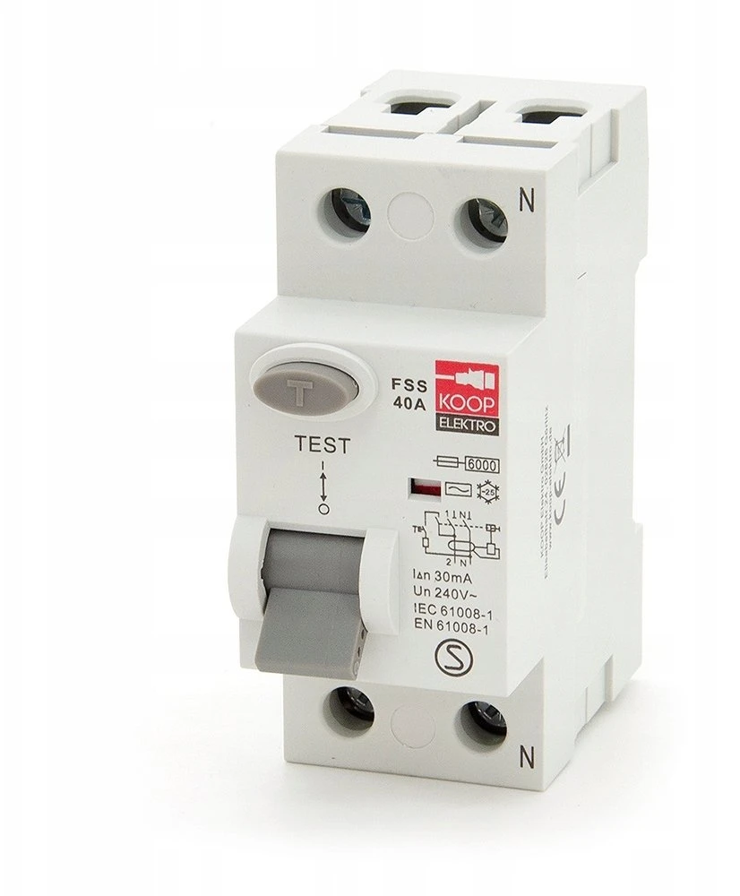 FSS 2P 40A Diferencinis grandinės pertraukiklis, KOOP Elektro FSS 2P 40A Tipas AC