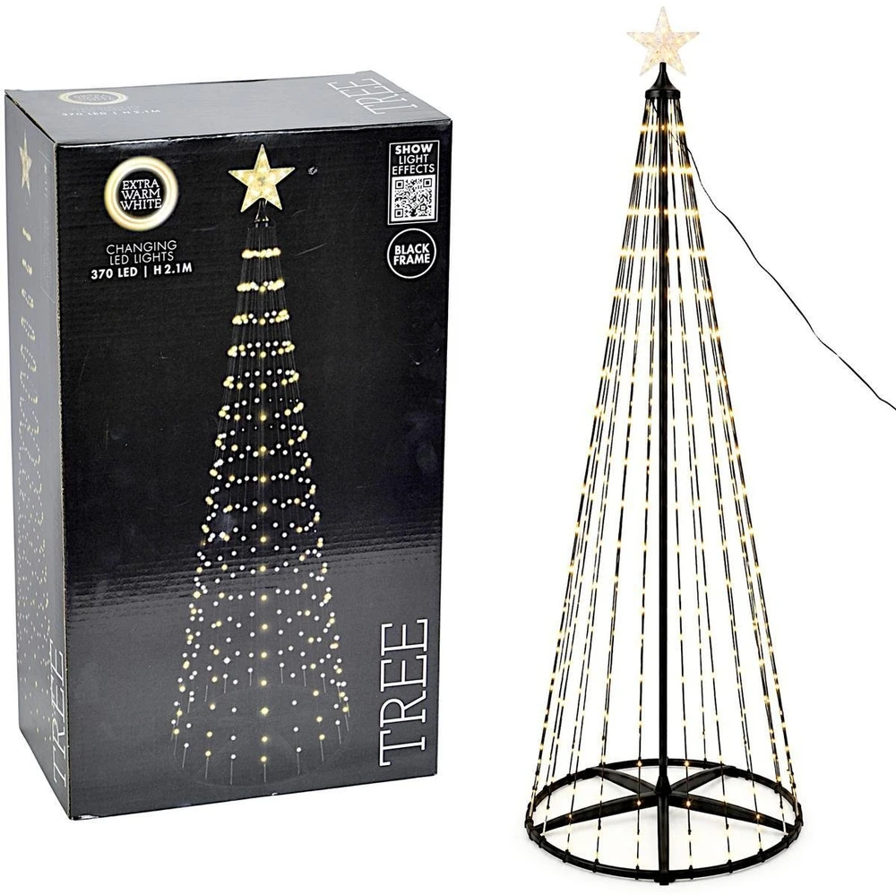 Koopman Dekoratyvinė eglutė 370LED itin šilta balta 210CM juoda