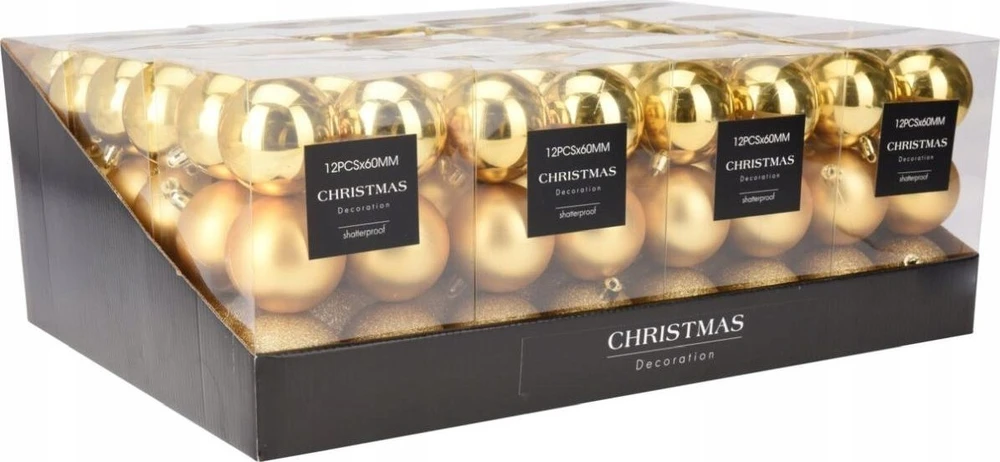 Christmas Decoration Neišardomos Kalėdinės Burbuliukai 12 vnt 6 cm Auksiniai
