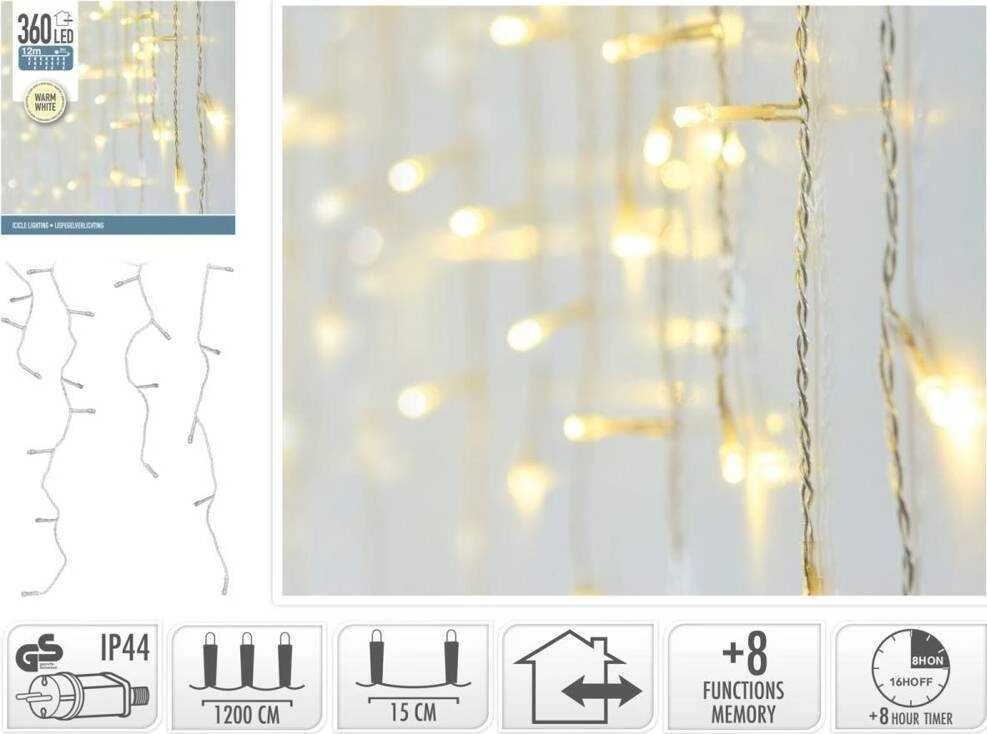 KOOPMAN Kalėdinės šviesos užuolaida 360 LED