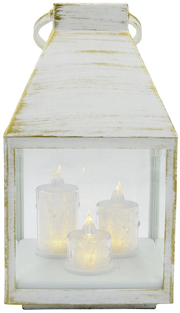 Ambiance Light Koopman Latarnia lampion adwentowy roraty LED 25cm 3 świece timer balta