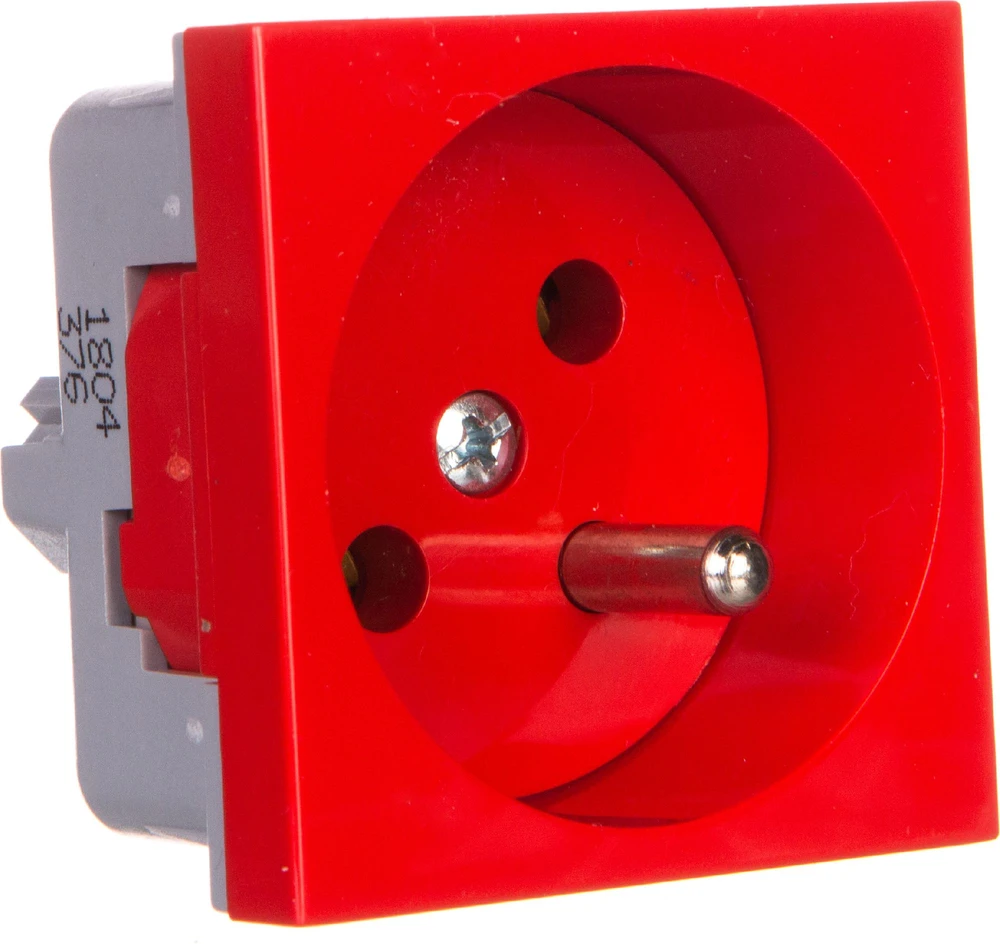 Kopos Vieno lizdo 250VAC 16A su / U su raudonu raktu 45x45mm (QP 45X45 DB)