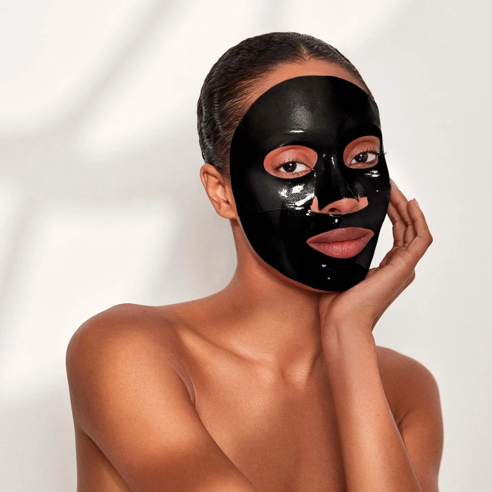 Korres 111Skin Celestial Juodas Diamond Lifting and Firming Treatment Mask stangrinanti ir pakelianti hidrogelinė kaukė veidui, 5 x 31 ml