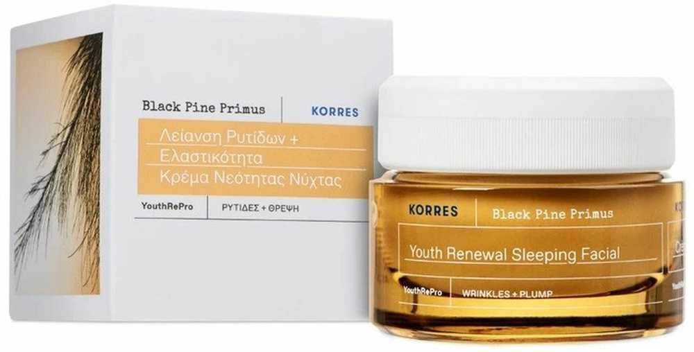 Korres Juodas Pine Primus naktinis kremas nuo raukšlių 40ml