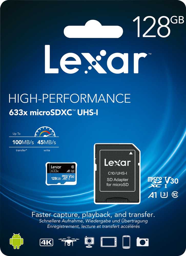 Atminties kortelė Lexar | Didelio našumo 633x | UHS-I | 128 GB | micro SDXC