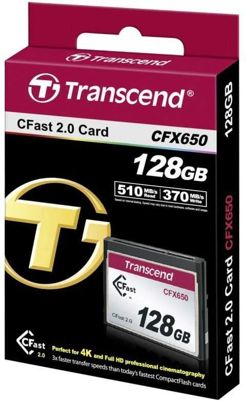 Atminties kortelė TRANSCEND CFX650 CFast 2.0 128GB kortelė R510MB/s MLC