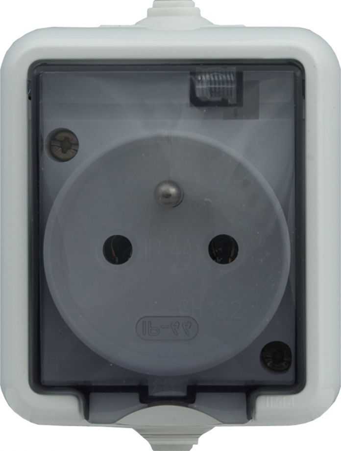 Kos Elektro System 121432 HYDRO Vienas hermetiškas lizdas su/be IP44 su dūmų sklende balta 121432