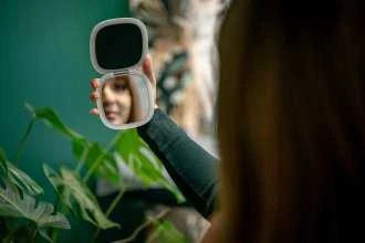 Kosmetinis Veidrodis - Humanas HS-PM01 LED Šviesa Reguliuojamas Intensyvumas 5x Didinimas Rožinė