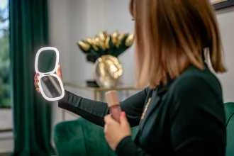 Kosmetinis Veidrodis - Humanas HS-PM01 LED Šviesa Reguliuojamas Intensyvumas 5x Didinimas Rožinė