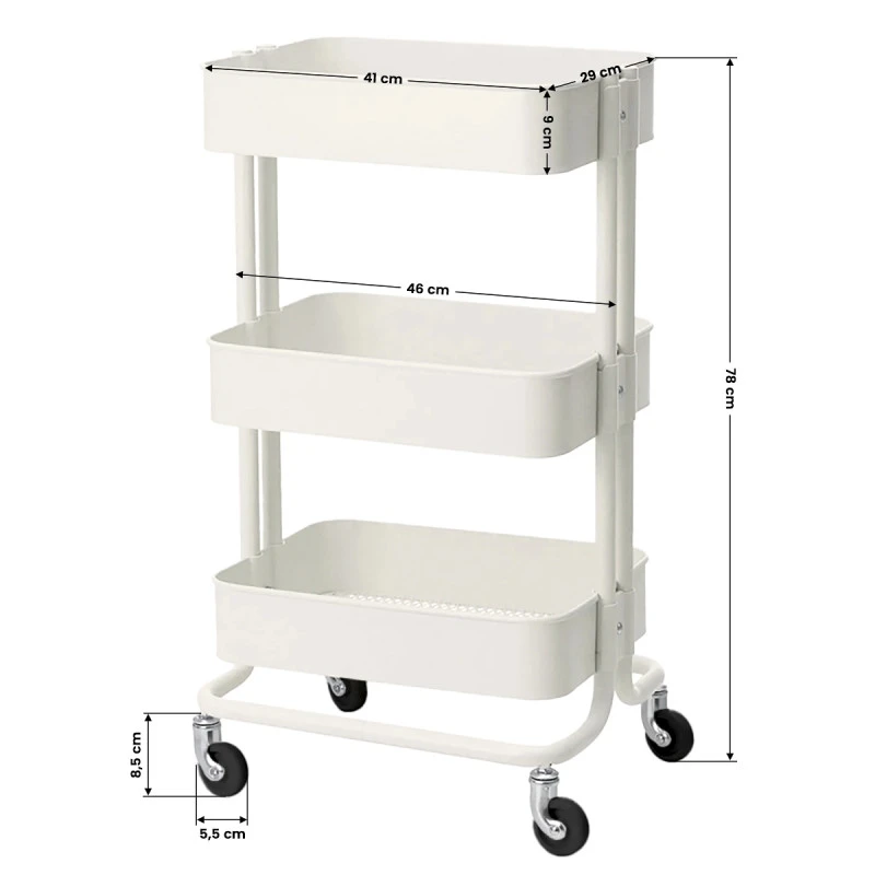 Kosmetologinis vežimėlis Activeshop HS05, Baltas