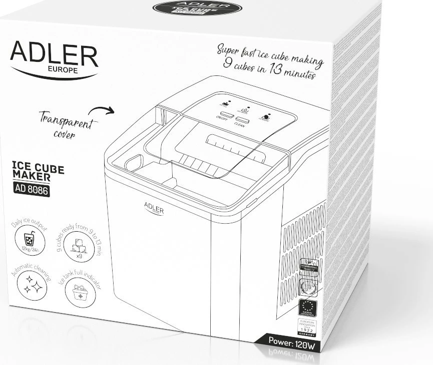 Adler | Ice Maker | AD 8086 | Power 100 W | Sidabrinis
