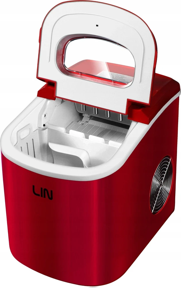Nešiojamasis ledo kubelių gaminimo aparatas LIN ICE PRO-R12, raudonas