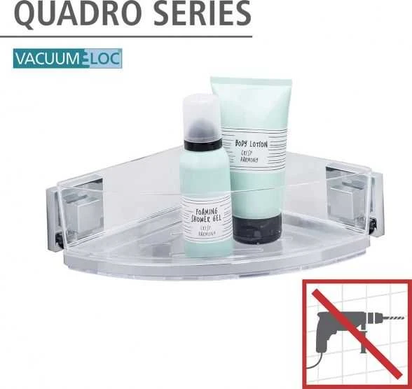 Kampinė lentyna vonios kambariui QUADRO, Vacuum-Loc, WENKO