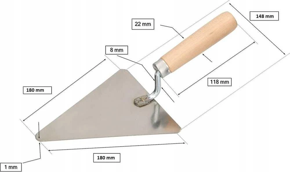 Kotarbau nerūdijančio plieno trikampė glaistyklė 180 mm mūrui