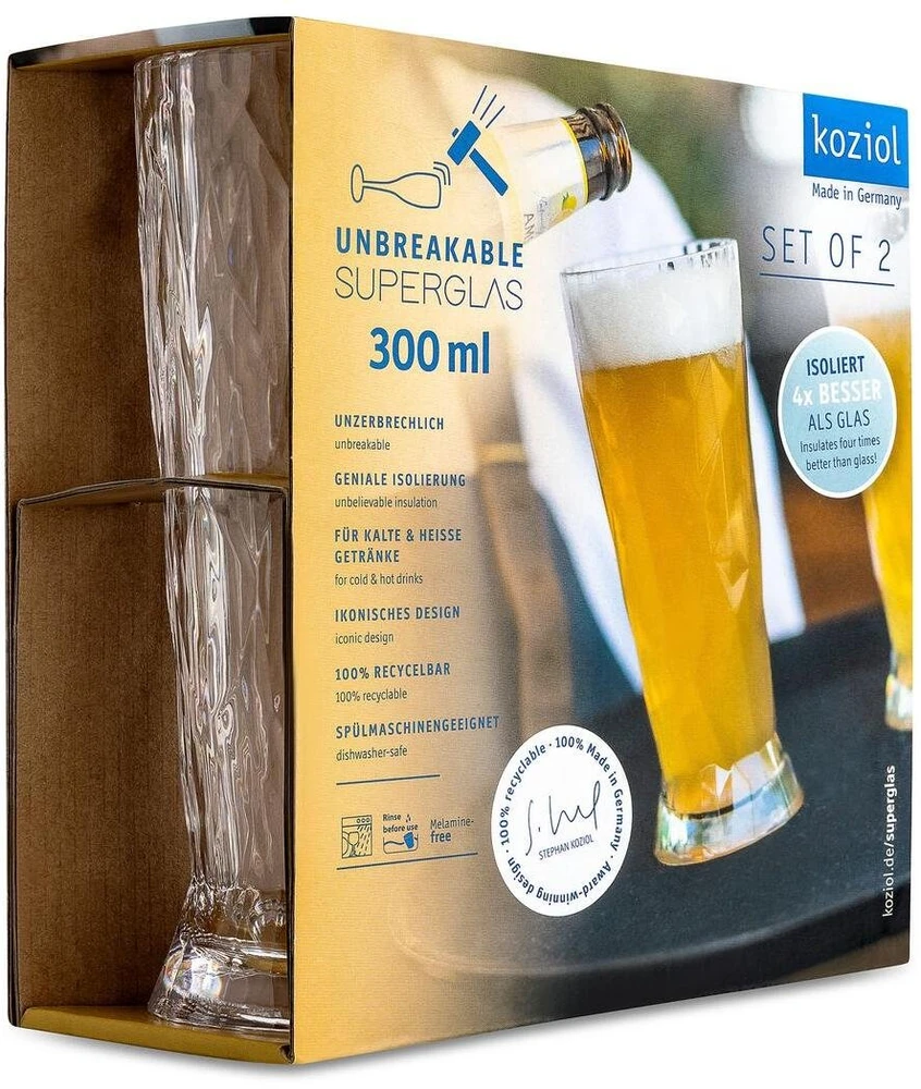CLUB Nr. alaus stiklinės 10 vnt., superstiklas, 2 x 300 ml, KOZIOL