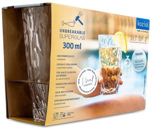 CLUB Nr. 6 stiklinės, superglass, 2 x 300 ml, KOZIOL