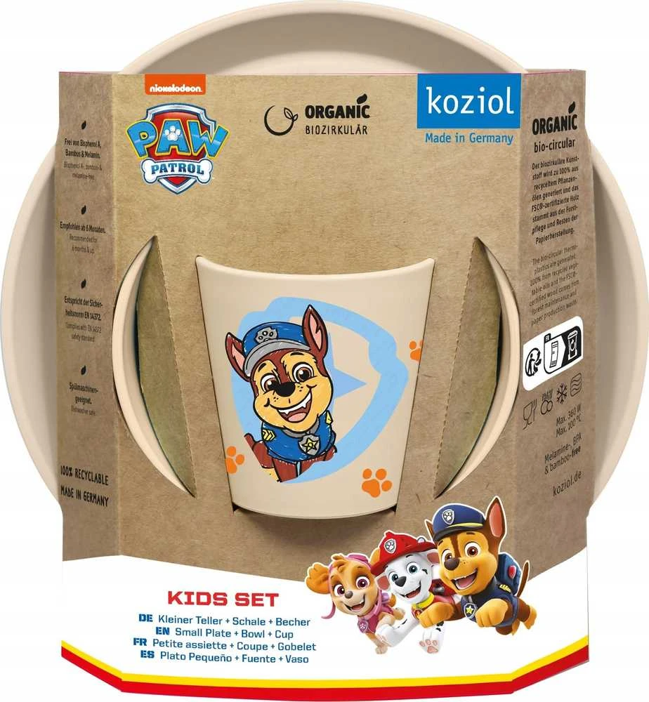 Indų rinkinys vaikams: lėkštė, dubuo, puodelis CONNET Paw Patrol, KOZIOL