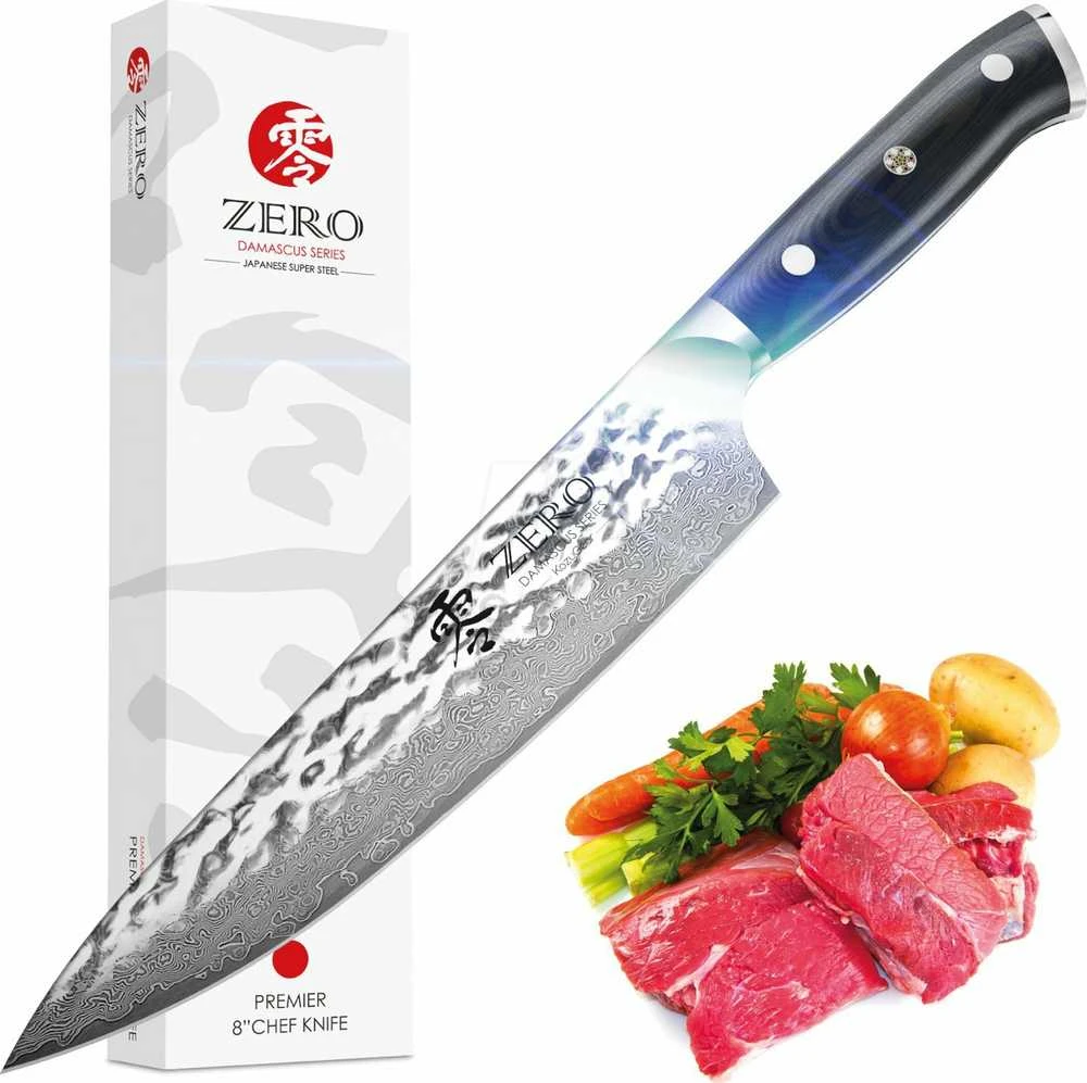 Kozygear KozyGear Premier 8'' 33cm Chef's Messer gehämmert Japan Super