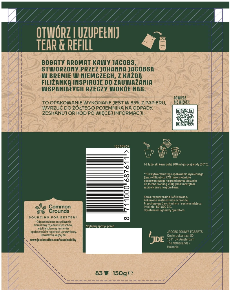 Kraft Foods Jacobs Kronung tirpios kavos milteliai 150 g