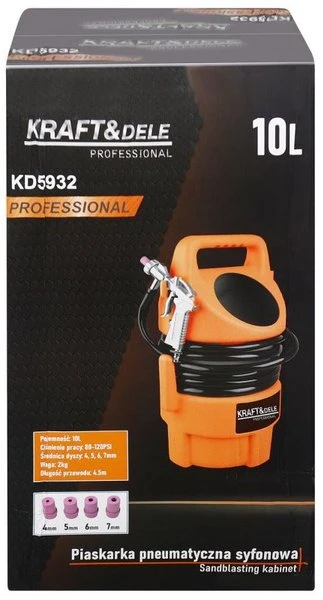 „Kraft&Dele“ smėliasrovė su sifonu 10 l (KD5932)