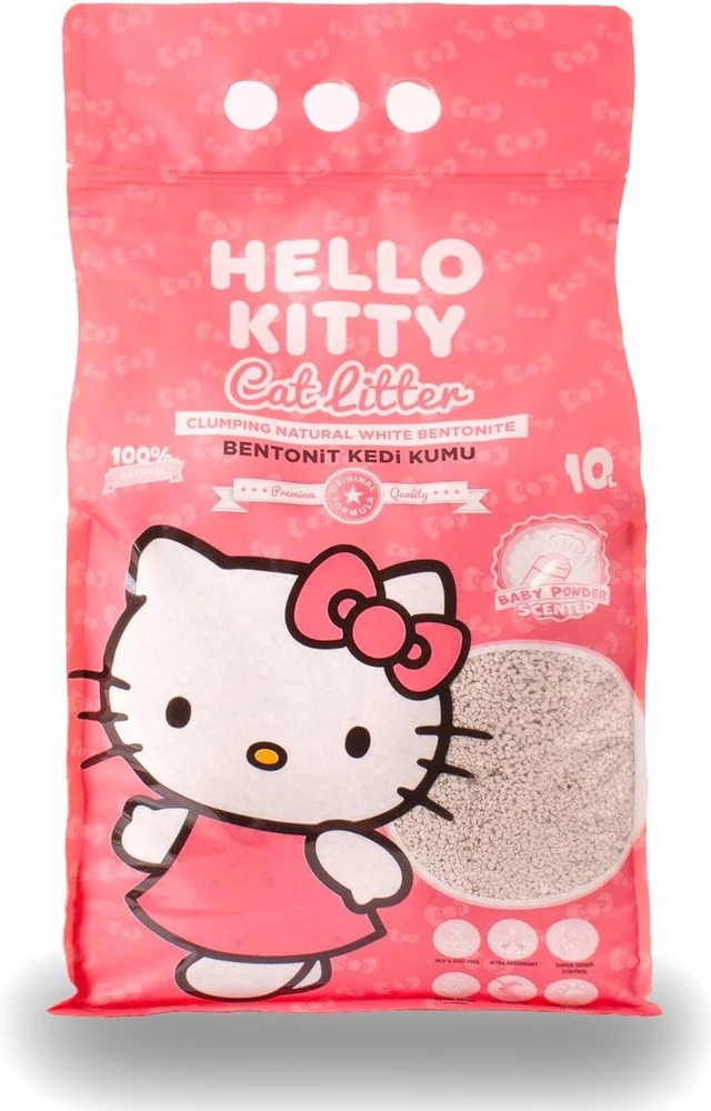 Bentonitinis kraikas katėms Sanicat Hello Kitty Baby Powder, 10 l