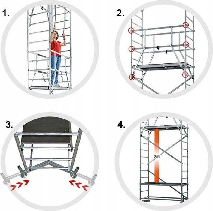 KRAUSE RUSZTOWANIE CLIMTEC KOMPLETNE 7m ALUMINIOWE BAZOWE+ 2 KONDYGNACJE