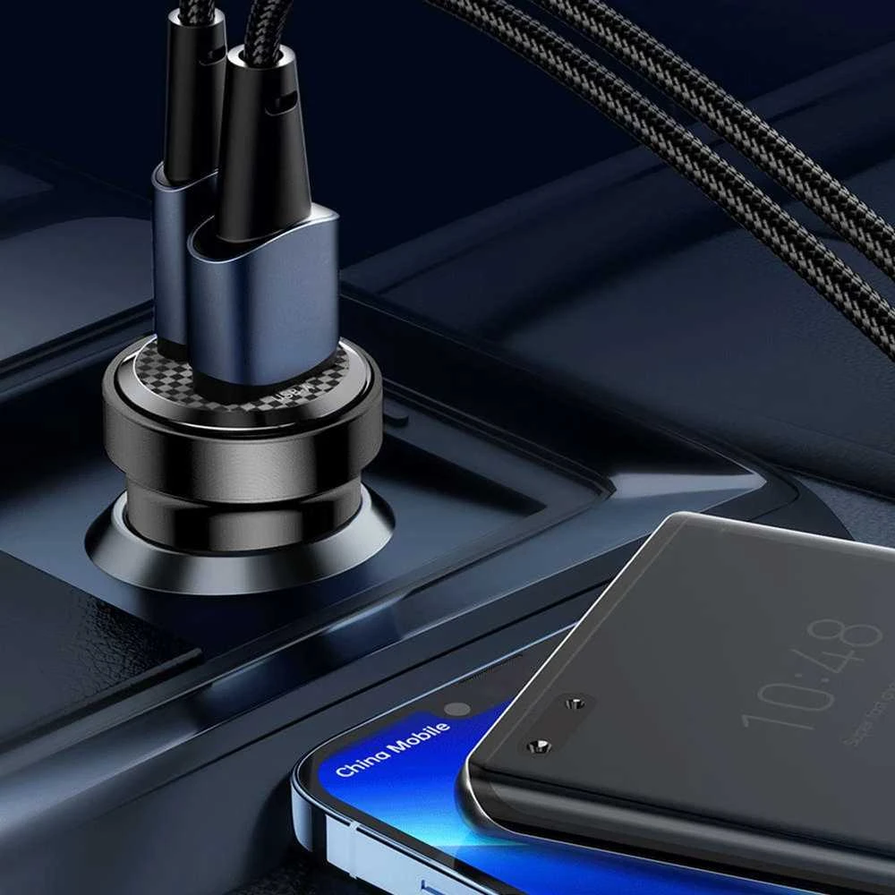Automobilinis įkroviklis 45W USB-C PD + QC3.0 USB Tech-Protect CC45W juodos spalvos