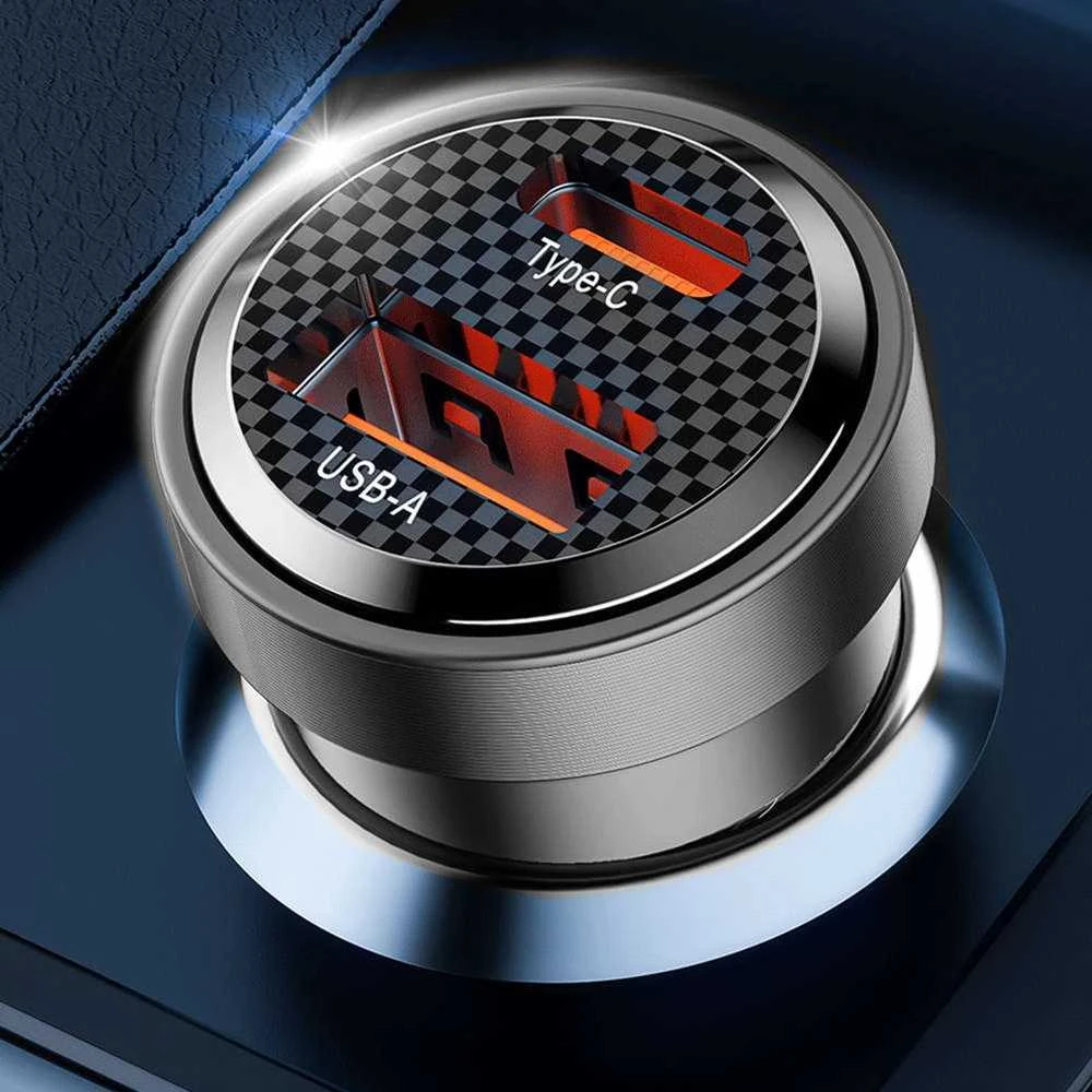 Automobilinis įkroviklis 45W USB-C PD + QC3.0 USB Tech-Protect CC45W juodos spalvos