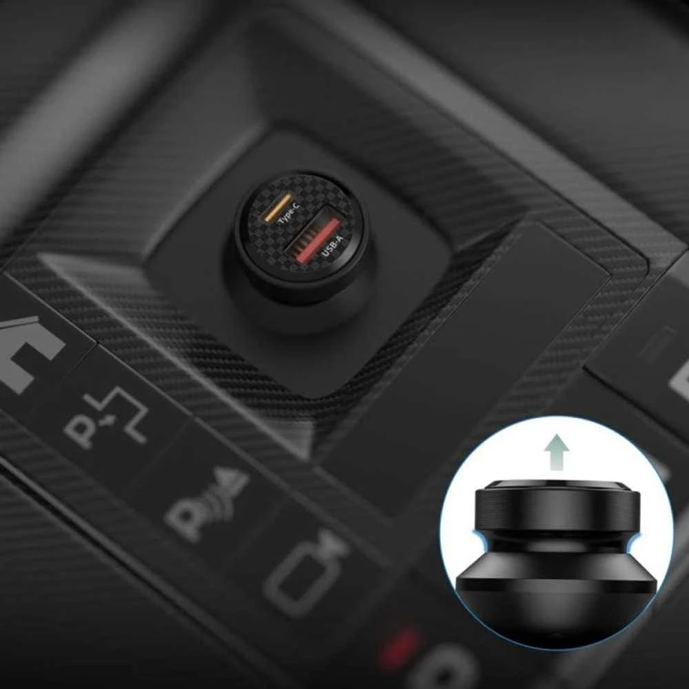 Automobilinis įkroviklis 45W USB-C PD + QC3.0 USB Tech-Protect CC45W juodos spalvos
