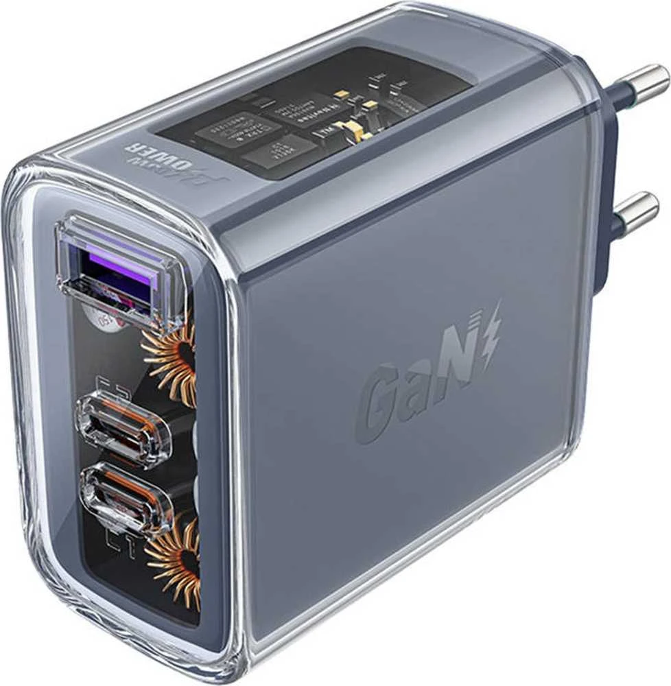 Sieninis įkroviklis Acefast A45 2x USB-C 1xUSB-A 65W PD - Pilkas
