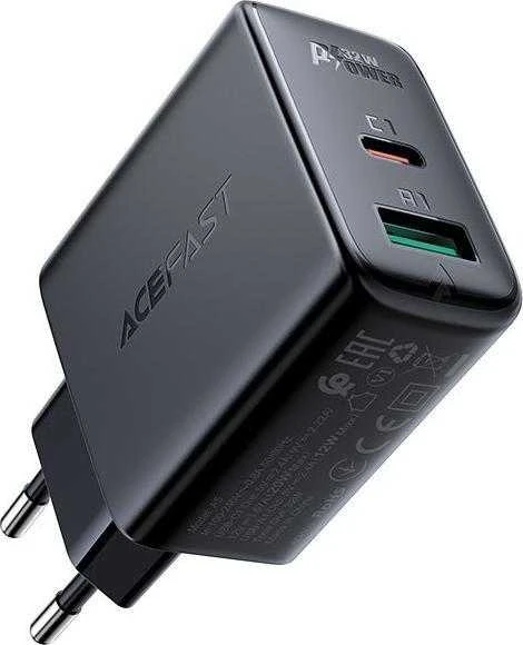 Sieninis įkroviklis Acefast A5 PD32W, USB + USB-C (balta)