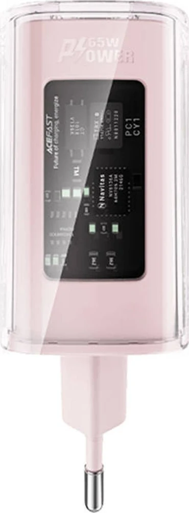 Sieninis įkroviklis Acefast A45, 2x USB-C, 1xUSB-A, 65W PD (rožinė)