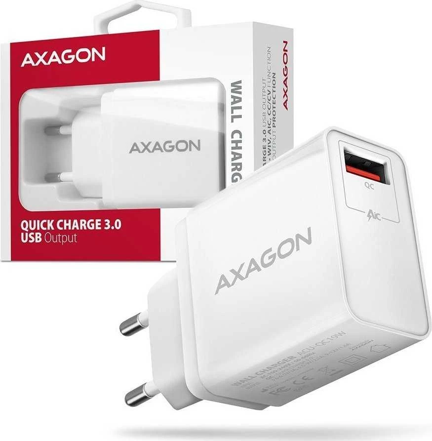 Axagon sieninis įkroviklis <240V / 1x prievadas QC3.0/AFC/FCP. 19W bendra galia.