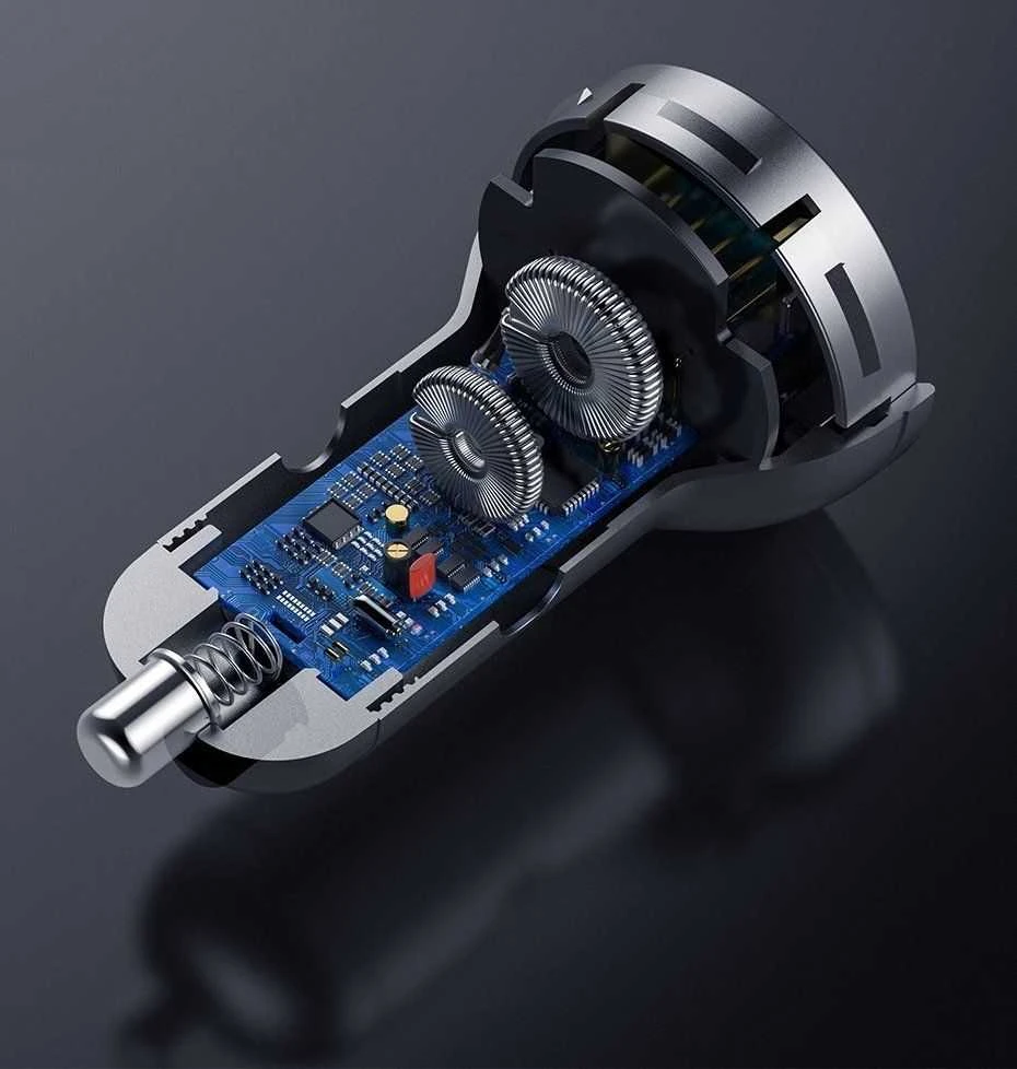 Baseus automobilinis įkroviklis 24W su 3-in-1 USB kabeliu 1.2m