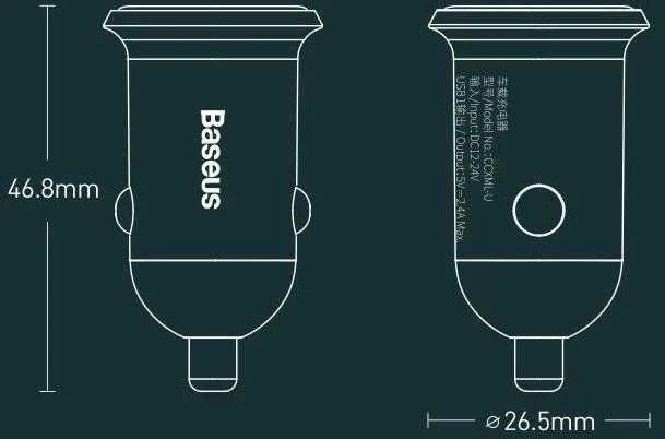 Automobilinis įkroviklis Baseus Grain Pro 2x USB 4.8A - Baltas
