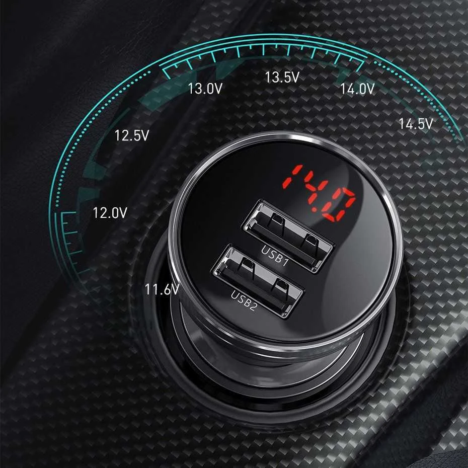 Baseus Automobilinis įkroviklis 2xUSB 4.8A 24 W - Sidabrinis