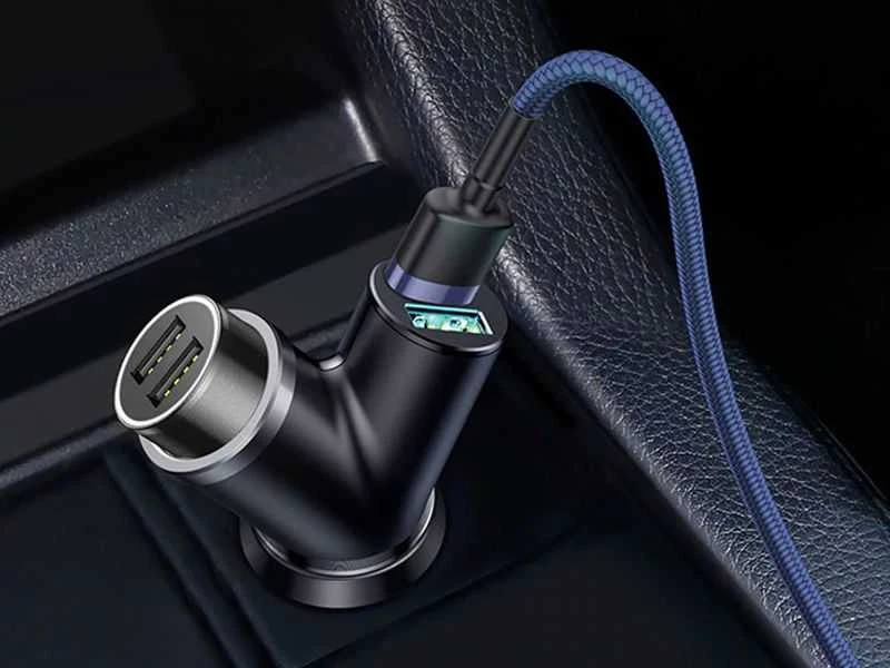 Baseus Automobilinis įkroviklis 12-24V 2xUSB 3.4A su lizdu cigarečių pridegėjui, juodas