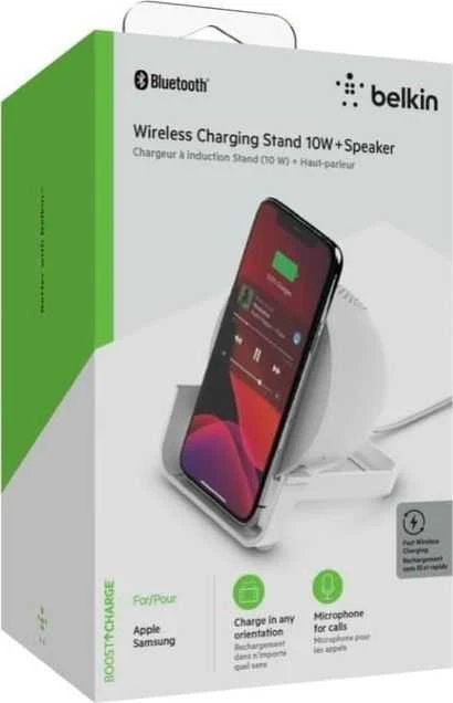 Belkin belaidžio įkrovimo stovas + garsiakalbis BOOST CHARGE Baltas