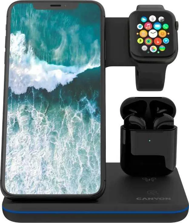 CANYON belaidis įkroviklis WS-302 15W 3in1 Juodas
