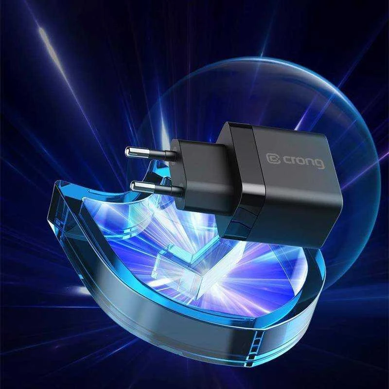 Crong Ultra Compact GaN - Įkroviklis jungiama į tinklą 2x USB-C 35W PD 3.0 su PPS (juoda)