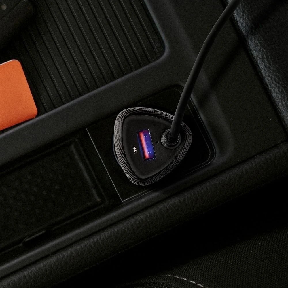 Automobilinis įkroviklis Forcell F-Energy Carbon USB A QC3.0 PD 3A 38W su laidu USB C CC50-1AC juodas