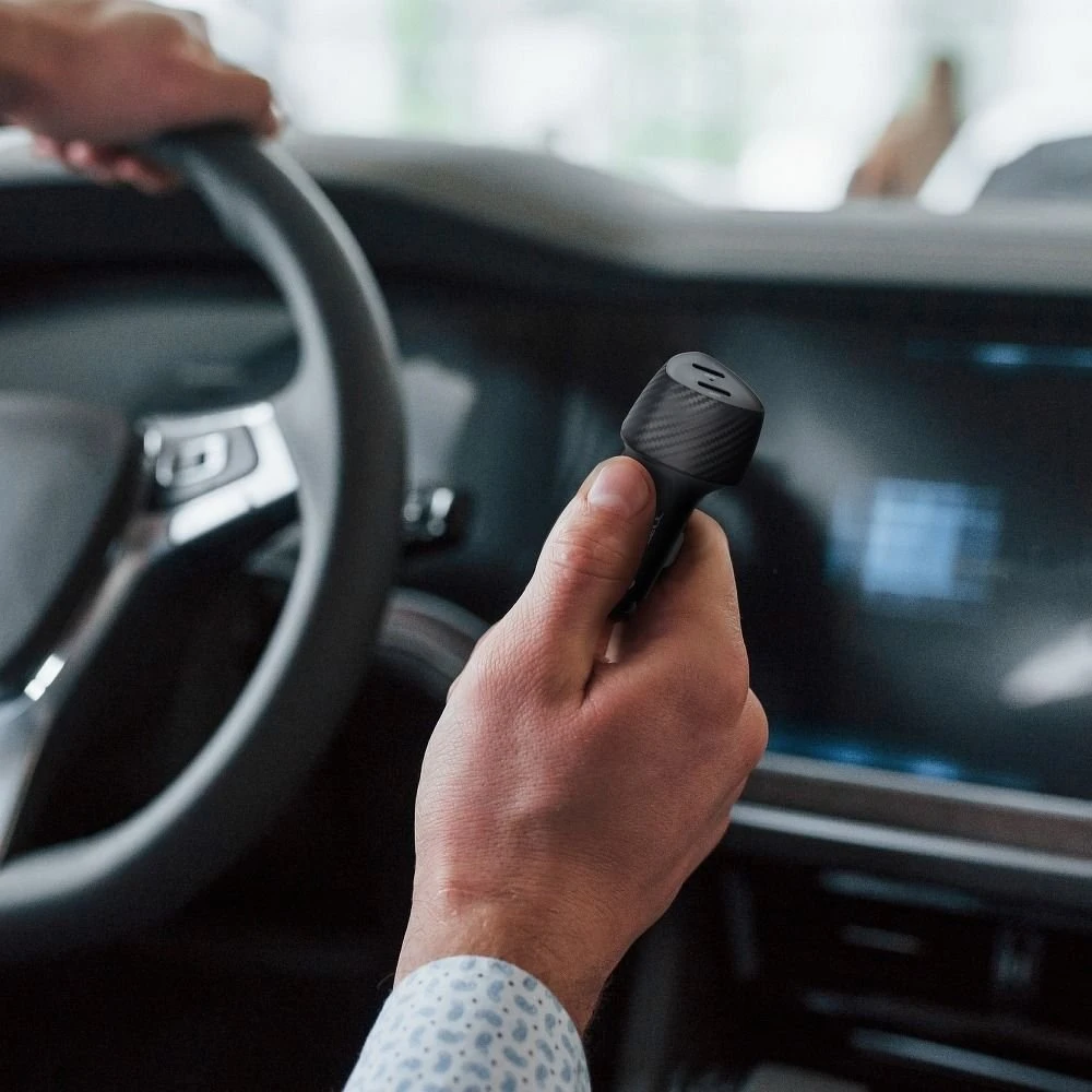 Automobilinis įkroviklis Forcell F-Energy Carbon 2 x USB C QC3.0 PD 3A 40W CC50-2C juodas