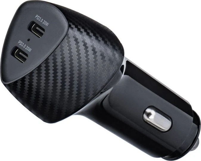 Automobilinis įkroviklis Forcell F-Energy Carbon 2 x USB C QC3.0 PD 3A 40W CC50-2C juodas