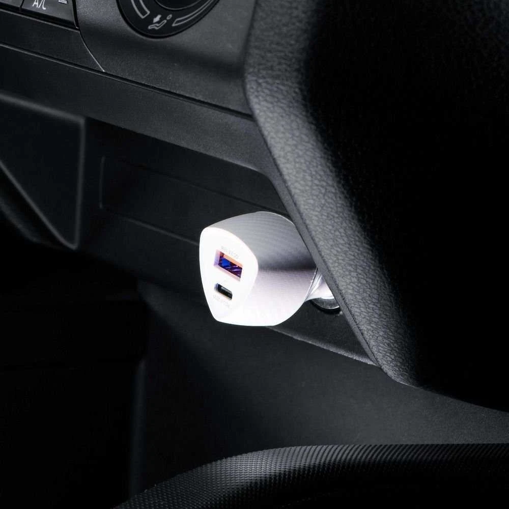 Įkroviklis automobilinis Forcell (CC50-1A1C) (1xUSB-C; 1xUSB; 5A 38W) baltas